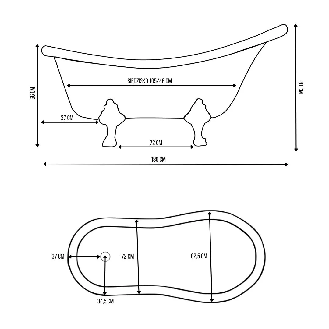 Ludwik - Wanna Retro 180 cm Ludwik - Wanna Retro 180 cm