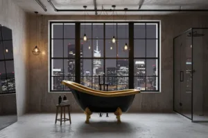 Czarno złota wanna wolnostojąca