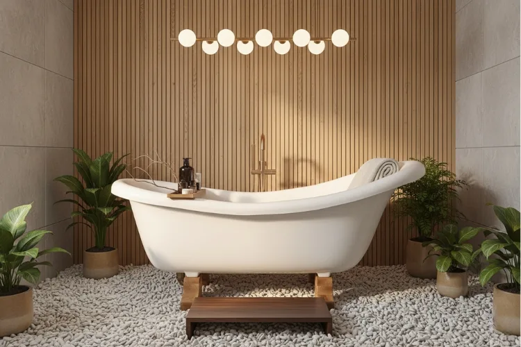 Wanna na drewnianych nogach w formie butów